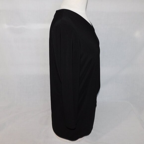 Joseph Ribkoff Knot Front Asymmetric Hem 3/4 Sleeve Top 193138 Black Womens 12 - Picture 8 of 8